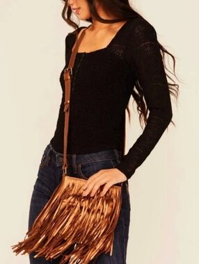 Fringe Crossbody Shoulder Bag - Tan